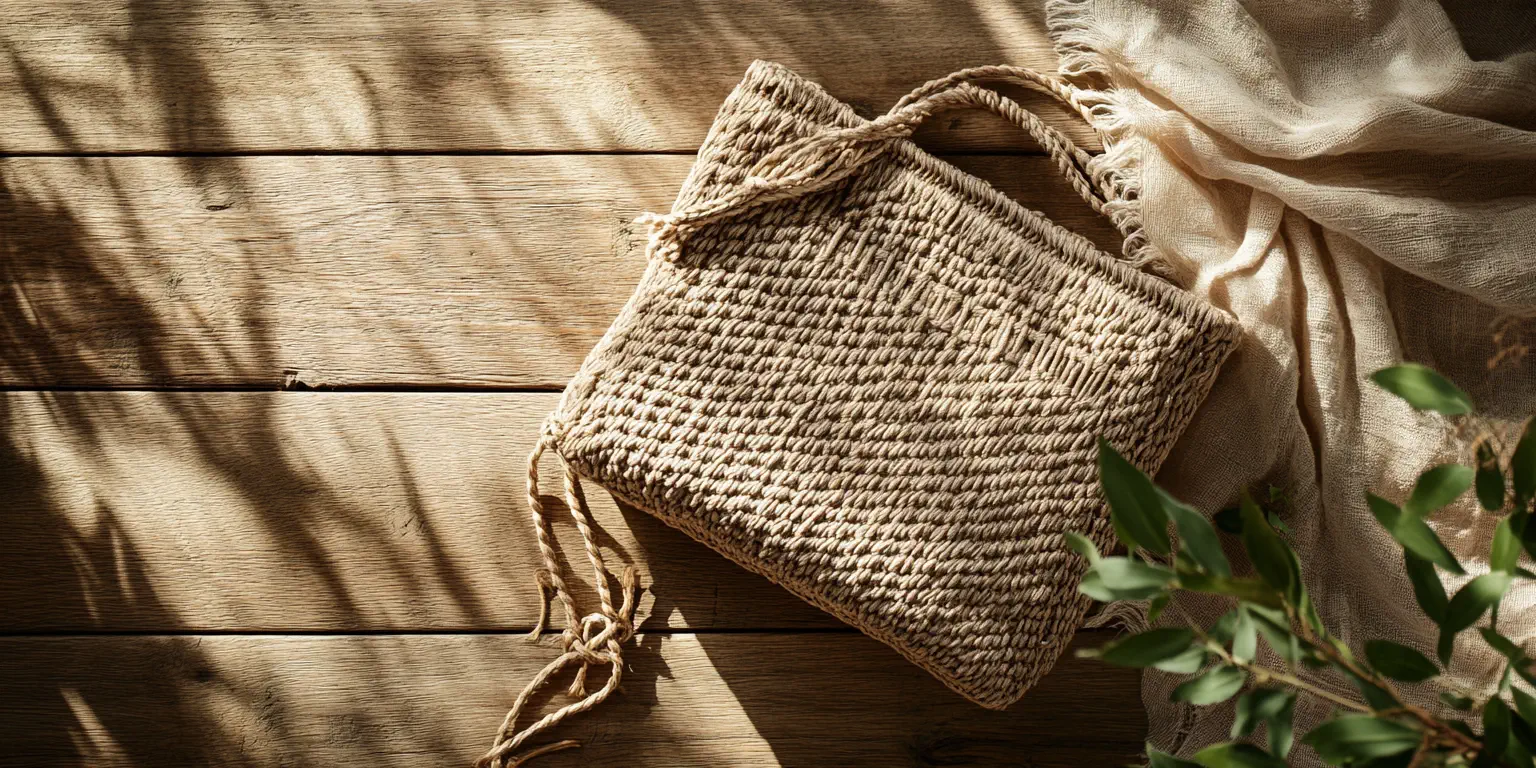 A woven bag on table